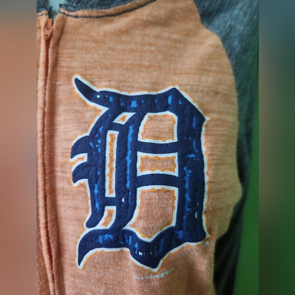 Orange and Navy Zip-Up Hoodie with Blue and White Puffy "D" - Picture 3 of 5